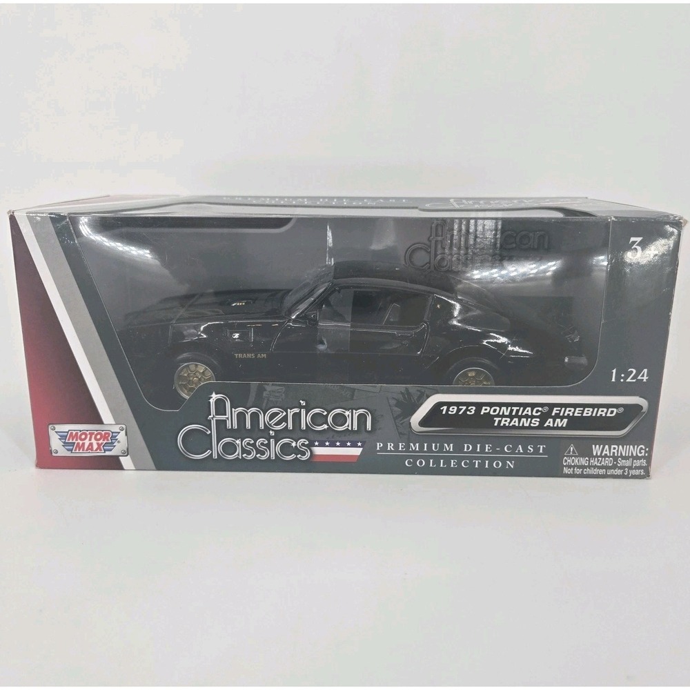 Motor Max 1973 Pontiac Firebird Trans Am 1:24 Diecast Black 73243 New in Box